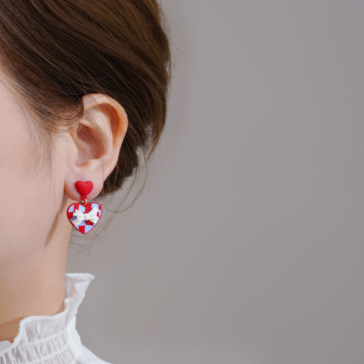 Women Red Love Bow Earring